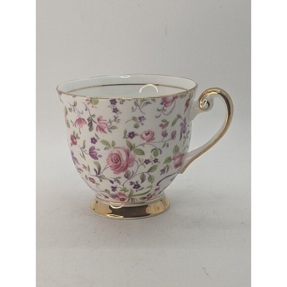 Windsor Chintz Teacup and Saucer Pink Roses Fine Bone China Gold Trim Vintage - Picture 6 of 10